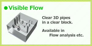 Visible flow. Clear pipes in a clear block.